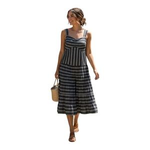 STORIA Striped Black and White Tiered Dress
